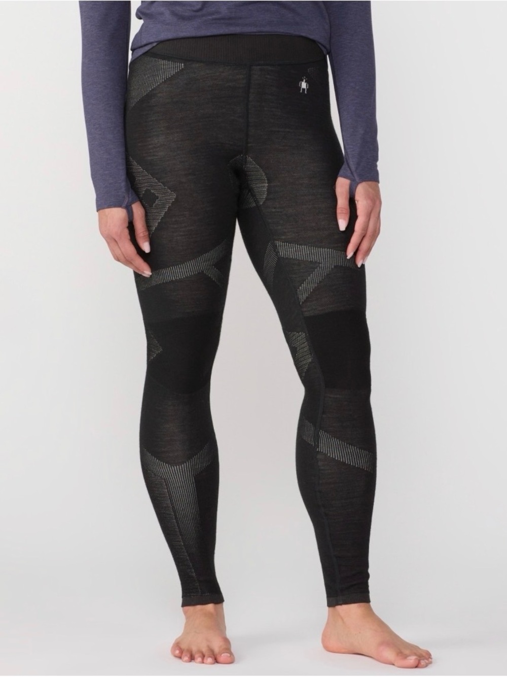 Smartwool Intraknit 200 Merino Wool Black Baselayer with Geometric Panels - M